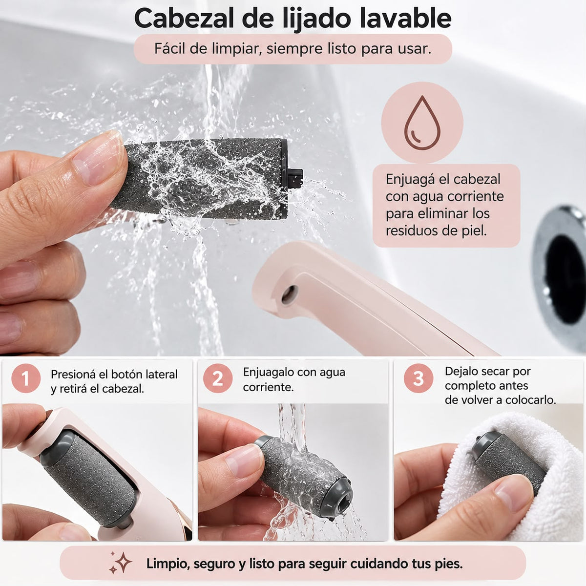 Cabezal de lijado lavable